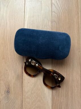 Gucci Tortoiseshell Sunglasses with Gold Star & GG Accents